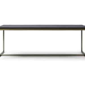 Spisebord i egetræ og stål 220 x 90 cm - Rustfri stål/Antik sort