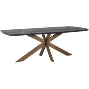 Hayley spisebord i stål og genanvendt egetræ 230 x 100 cm - Børstet bronze/Sort