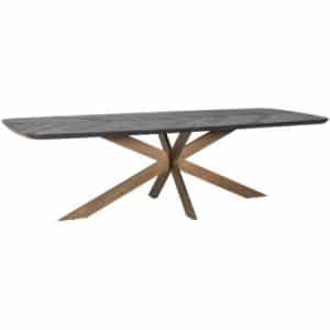 Hayley spisebord i stål og genanvendt egetræ 280 x 110 cm - Børstet bronze/Sort