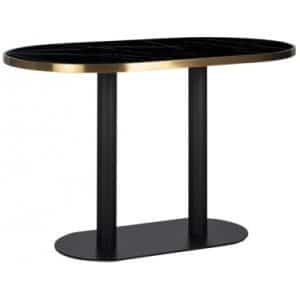 Zenza spisebord i stål og faux marmor 120 x 70 cm - Sort/Messing/Sort marmor