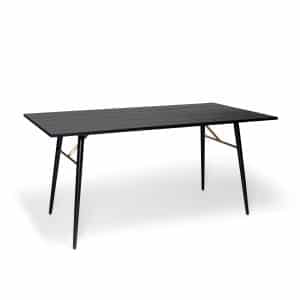 NJORDEC Dawn spisebord, rektangulær - sort egefinér og sort metal (160x80)