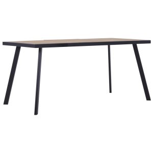 Spisebord 160x80x75 cm MDF lyst træ og sort