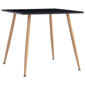 Spisebord 80,5 x 80,5 x 73 cm MDF sort og egetræsfarve
