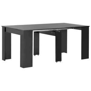 Udvideligt spisebord 175 x 90 x 75 cm sort højglans