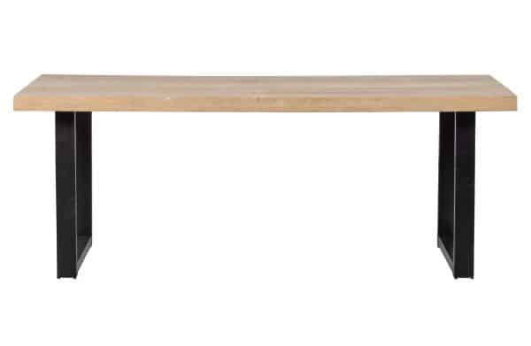 WOOOD Tablo spisebord, rektangulær - hvidvasket mangotræ og sort stål (200x90)