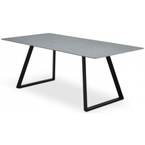 Arctica spisebord i metal og keramik 200 x 100 cm - Sort/Marmoriseret grå