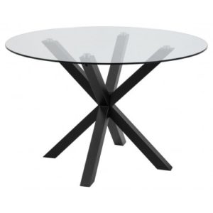 Aven rundt spisebord i stål og glas H75,5 x Ø119 cm - Sort/Klar