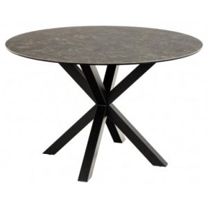 Aven rundt spisebord i stål og keramik H75,5 x Ø119 cm - Sort/Gråsort stenlook