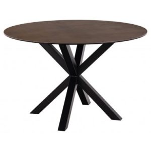 Aven rundt spisebord i stål og keramik H75,5 x Ø119 cm - Sort/Rustbrun stenlook