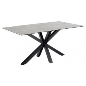 Aven spisebord i stål og keramik H75,5 x 160 x 90 cm - Sort/Gråt stenlook