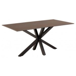 Aven spisebord i stål og keramik H75,5 x 160 x 90 cm - Sort/Rustbrun stenlook