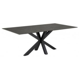 Aven spisebord i stål og keramik H75,5 x 200 x 100 cm - Sort/Gråsort stenlook