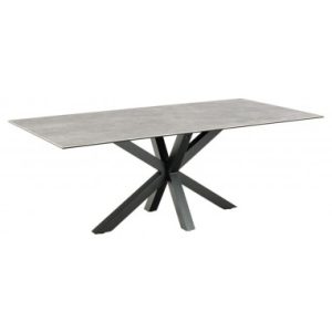 Aven spisebord i stål og keramik H75,5 x 200 x 100 cm - Sort/Gråt stenlook