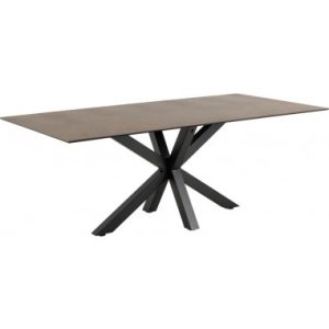 Aven spisebord i stål og keramik H75,5 x 200 x 100 cm - Sort/Rustbrun stenlook