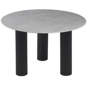 BAMIRA Spisebord i MDF og porcelæn Ø120 cm - Sort/Grå