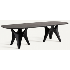 BILZEN Ovalt spisebord i MDF, Fiberglas og egetræsfinér 280 x 120 cm - Sort