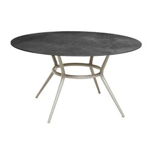 Cane-Line Joy spisebord - Rundt - Ø144 - Stel: Taupe aluminium - Bordplade: Fossil sort