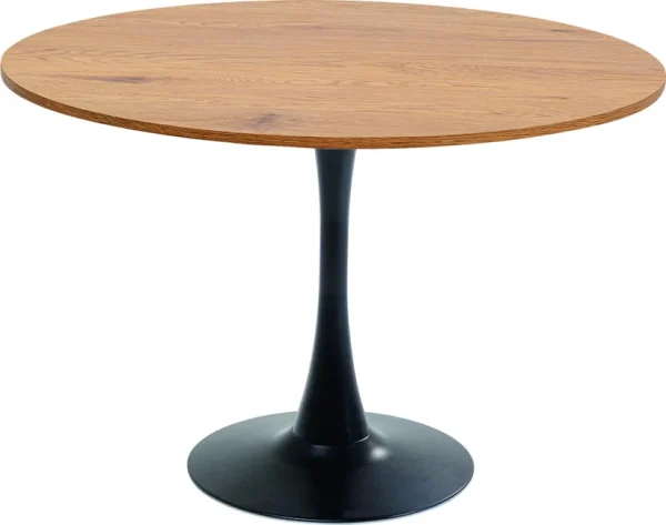 KARE DESIGN Schickeria spisebord, rund - laminat m. egetræslook og sort stål (Ø110)