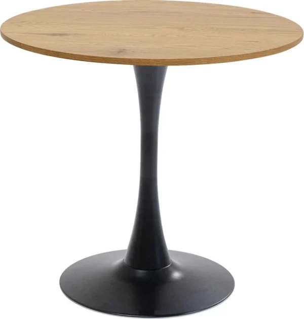 KARE DESIGN Schickeria spisebord, rund - laminat m. egetræslook og sort stål (Ø80)