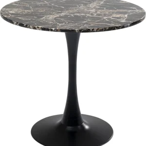 KARE DESIGN Schickeria spisebord, rund - sort marmorlook laminat og sort stål (Ø80)