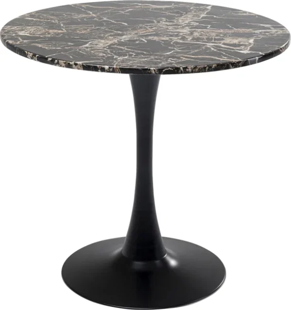 KARE DESIGN Schickeria spisebord, rund - sort marmorlook laminat og sort stål (Ø80)