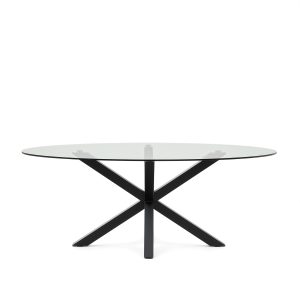 KAVE HOME Argo spisebord, oval - klar glas og sort stål (200x100)