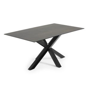 KAVE HOME Argo spisebord, rektangulær - Iron Moss keramik og sort stål 180x100)
