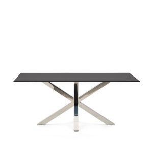 KAVE HOME Argo spisebord, rektangulær - matteret sort glas og rustfri stål (180x100)