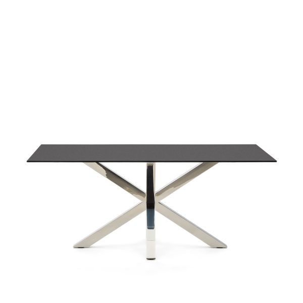 KAVE HOME Argo spisebord, rektangulær - matteret sort glas og rustfri stål (180x100)