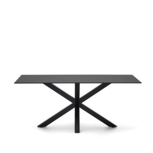 KAVE HOME Argo spisebord, rektangulær - matteret sort glas og sort stål (180x100)