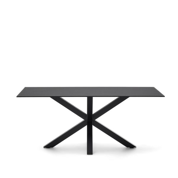 KAVE HOME Argo spisebord, rektangulær - matteret sort glas og sort stål (180x100)