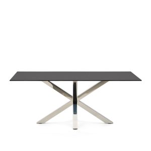 KAVE HOME Argo spisebord, rektangulær - sort glas og rustfri stål (200x100)