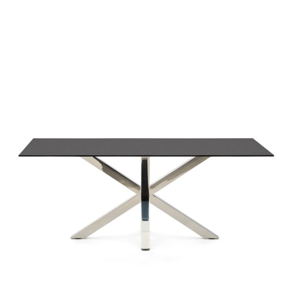 KAVE HOME Argo spisebord, rektangulær - sort glas og rustfri stål (200x100)