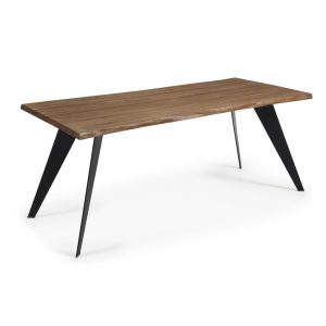 KAVE HOME Koda spisebord, rektangulær - egefinér med slidt finish og sort stål (180x100)