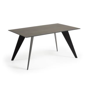KAVE HOME Koda spisebord, rektangulær - keramik glas med Iron Moss finish og sort stål (160x90)