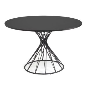 KAVE HOME Niut spisebord, rundt (Ø: 120cm), sort træ (MDF) med stålben