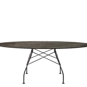 Kartell Glossy Oval Spisebord - Sort Stel - Aged Bronze