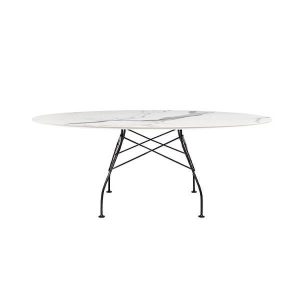 Kartell Glossy spisebord - 192x118 cm. - White - sort stel