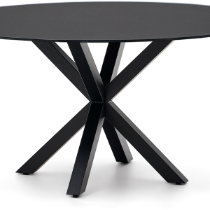 Kave Home Arya rundt spisebord Ø150 cm sort stål/glas