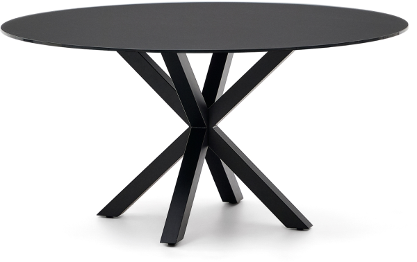 Kave Home Arya rundt spisebord Ø150 cm sort stål/glas