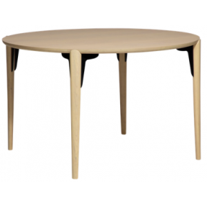 PARAGON Rundt spisebord i asktræ og askfinér Ø122 cm - Whitewash/Sort