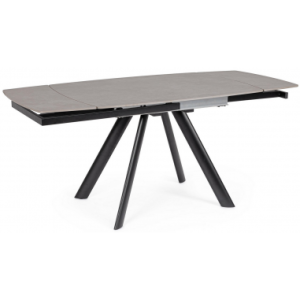 Raili spisebord med udtræk i stål og porcelæn 119,5 - 180 x 85 cm - Sort/Gråt stenlook