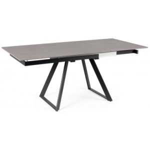 Reeta spisebord med udtræk i stål og porcelæn 120 - 180 x 90 cm - Sort/Gråt stenlook