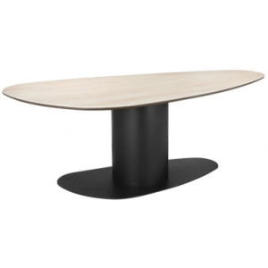 Ritz organisk spisebord i jern & travertin 220 x 110 cm - Sort/Travertin