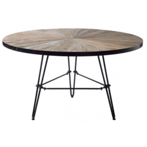 Riviera Maison Boston Harbour rundt spisebord i genanvendt egetræ H76 x Ø140 cm - Antik sort/Antik brun