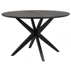 Rowico Calverton rundt spisebord i egetræ og MDF Ø120 cm - Sort/Sort