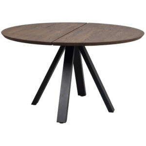 Rowico Carradale rundt spisebord i metal og egetræ Ø130 cm - Sort/Brun