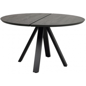 Rowico Carradale rundt spisebord i metal og egetræ Ø130 cm - Sort/Sort