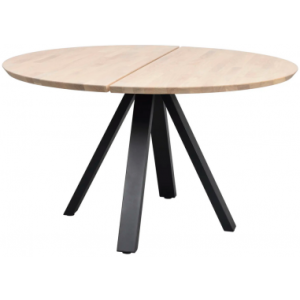 Rowico Carradale rundt spisebord i metal og egetræ Ø130 cm - Sort/White wash