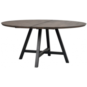 Rowico Carradale rundt spisebord i metal og egetræ Ø150 cm - Sort/Brun